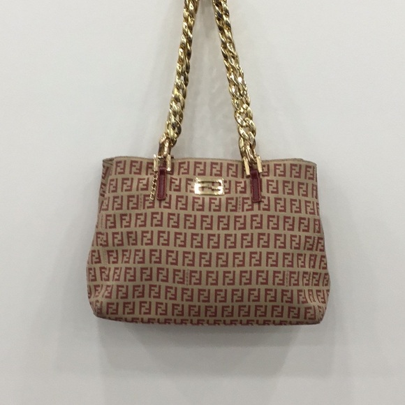 Fendi Brown and Gold Shoulder Bag with Chain Strap - Picture 1 of 1